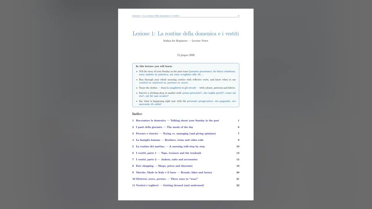 Italian Lecture Notes Agent