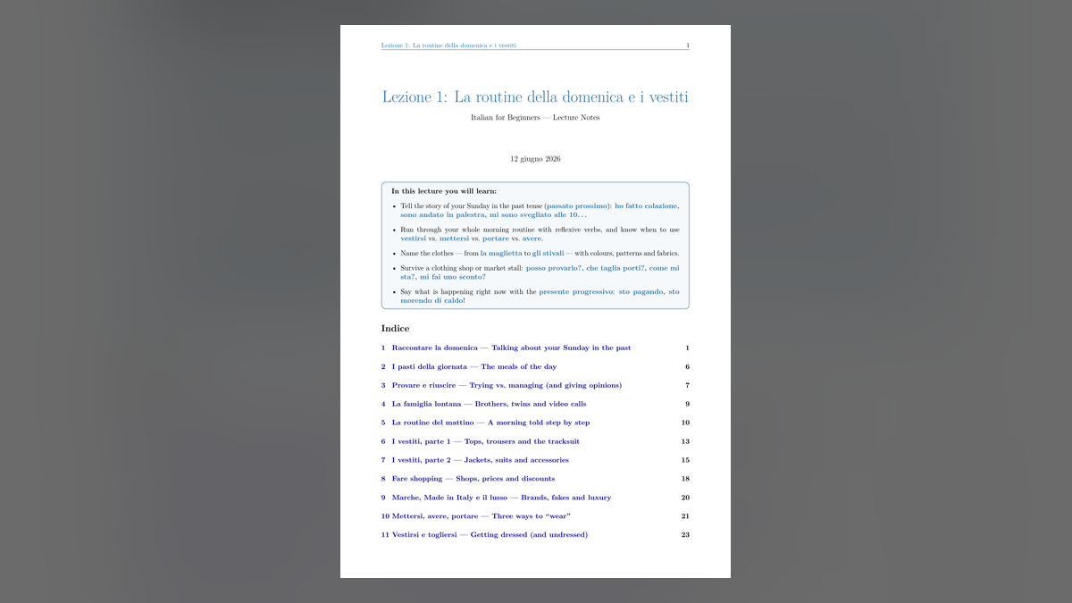 Italian Lecture Notes Agent