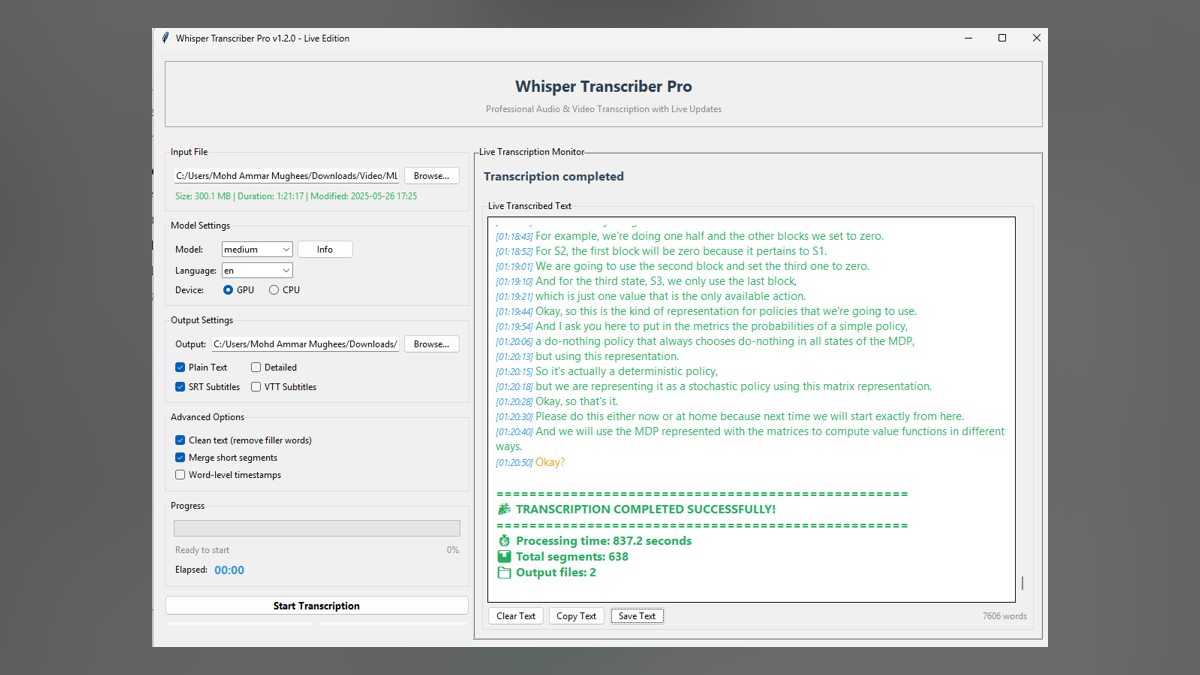 Whisper Transcriber Pro